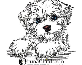 WENIGER STICHE - Stickdatei Havaneser "Silvie" - LIGHT - für helle Stoffe - Hund - LunaChild