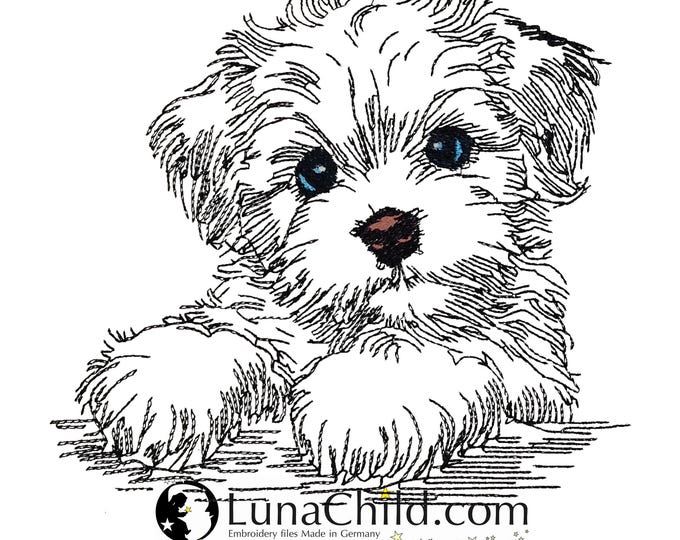 WENIGER STICHE - Stickdatei Havaneser "Silvie" - LIGHT - für helle Stoffe - Hund - LunaChild