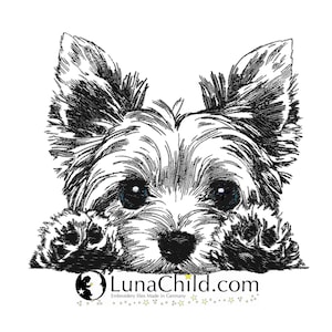 NEW Embroidery file Yorkshire Terrier &quot;Lucy&quot; dog peering realistic commercial use LunaChild