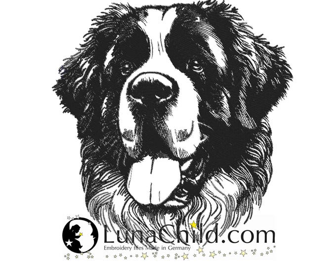 NEU Stickdatei Bernhardiner "Magic" Hund realistisch kommerzielle Nutzung LunaChild