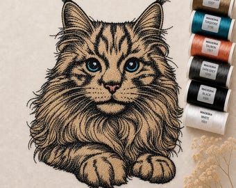 Stickdatei Vollstick Maine Coon Katze „Ida“ – 8 Größen – LunaChild