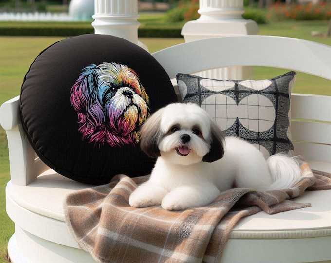 NEU AUFWENDIGE Stickdatei Shih Tzu "Nandi"  Hund realistisch bunt kommerzielle Nutzung LunaChild für dunkle Stoffe