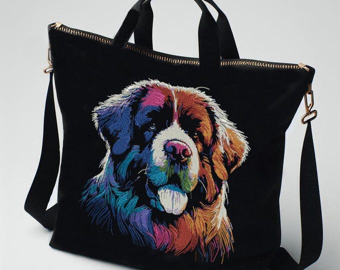 AUFWENDIG - Stickdatei - Bernhardiner "Arnold" - für dunkle Stoffe - Hund - LunaChild