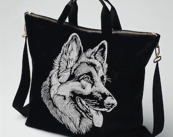 Stickdatei Schäferhund "Allen" - für dunkle Stoffe - in 8 Größen - Hund - LunaChild