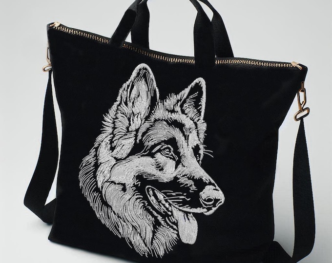 Stickdatei Schäferhund "Allen" - für dunkle Stoffe - in 8 Größen - Hund - LunaChild