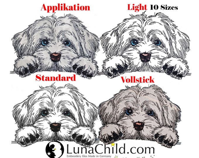 Stickdatei Set Applikation - Vollstick - Light - Standard  - Havaneser "Summer" - für helle & dunkle Stoffe - in 8 bzw 10 Größen - LunaChild