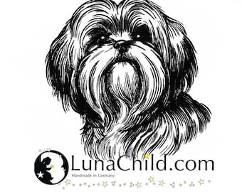 Embroidery file Shih Tzu "Lilo" dog bow realistic commercial use LunaChild