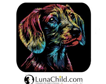 Embroidery file - COMPLEX - Dachshund "Milan" - Dog - for dark fabrics - LunaChild