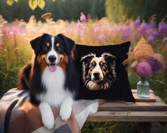 Stickdatei - AUFWENDIG -  Australian Shepherd "Bart" - Hund - für dunkle Stoffe - LunaChild