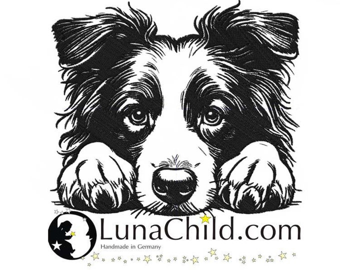 Embroidery file Border Collie "Vera" dog realistic commercial use LunaChild