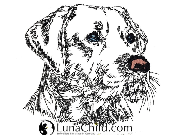 WENIGER STICHE - Stickdatei Labrador "Taylor" LIGHT - für Helle Stoffe -  Hund - 10 Größen - LunaChild