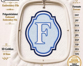 Letter “F” Embroidery Design | Embossed Towel, Minky & Fleece Monogram | 10 Sizes | Beginner Friendly
