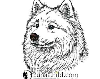 Stickdatei - Hund - Samojeden Hund "Winston" - für helle Stoffe - 8 Größen - LunaChild