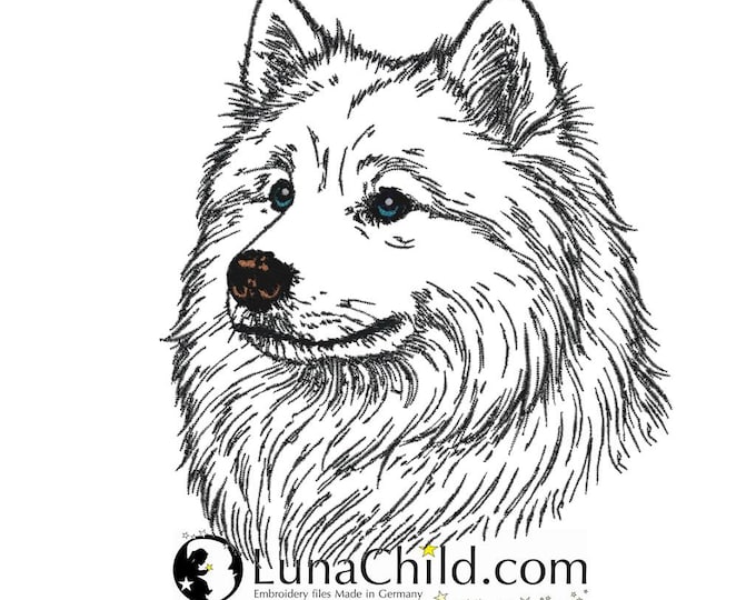 Stickdatei - Hund - Samojeden Hund "Winston" - für helle Stoffe - 8 Größen - LunaChild