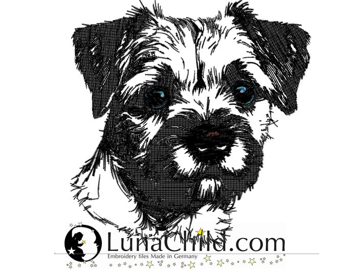 NEW Embroidery file Border Terrier "Jacket" dog realistic commercial use LunaChild