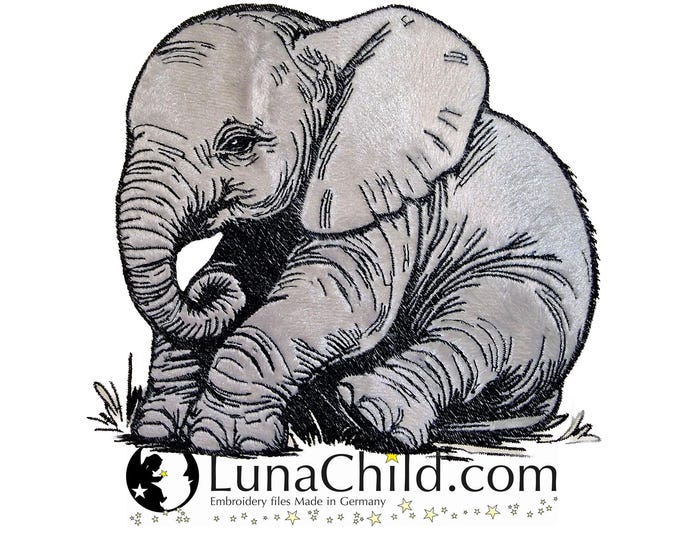NEU Stickdatei Applikation Elefant "Cleo" kommerzielle Nutzung LunaChild Hund Apli
