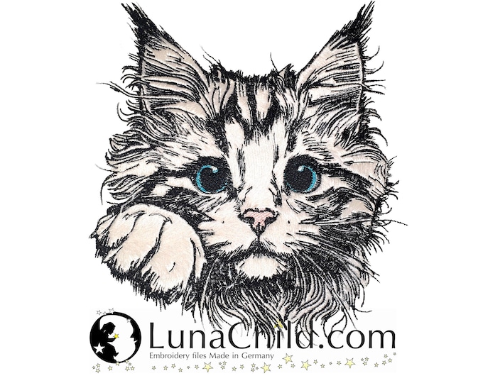 NEU Stickdatei Applikation Katze "Tabby" Kitten kommerzielle Nutzung LunaChild Apli