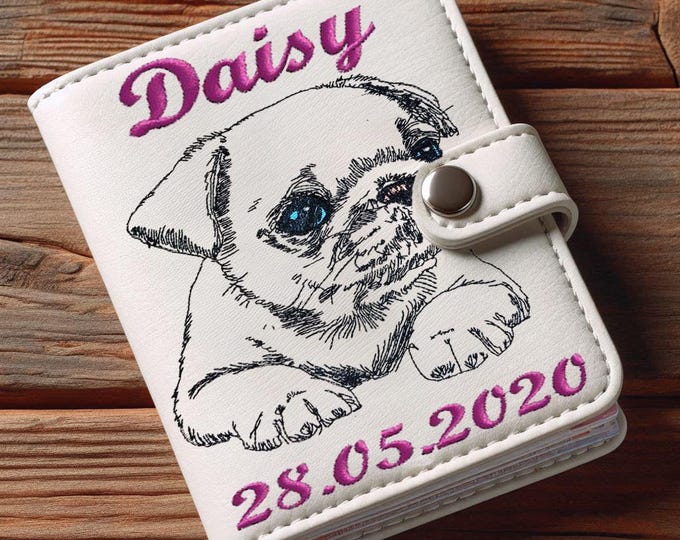 WENIGER STICHE - Stickdatei Mops "Daisy" -  Hund - für helle Stoffe - LunaChild