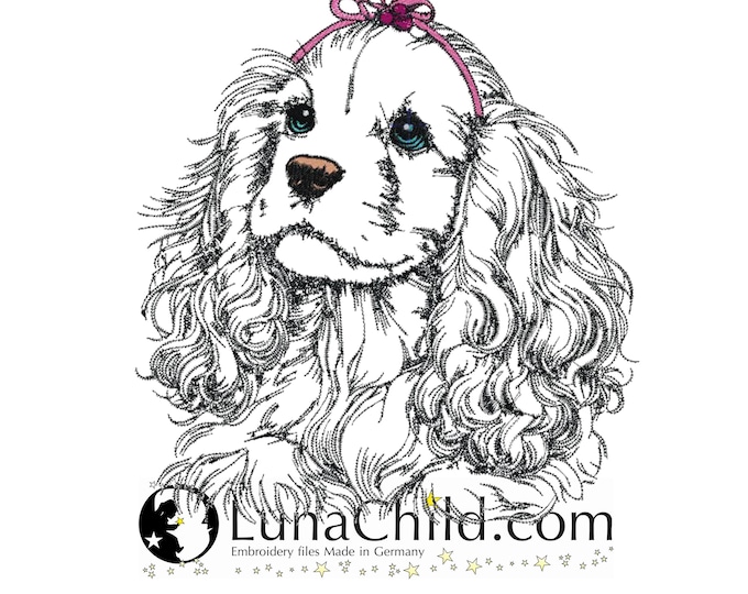 Stickdatei - Cocker Spaniel "Gloria" - für helle Stoffe - Hund - LunaChild