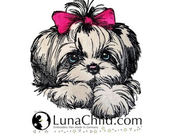 Stickdatei - Applikation - Shih Tzu "Laila" - Für helle & dunkle Stoffe - Hund - LunaChild