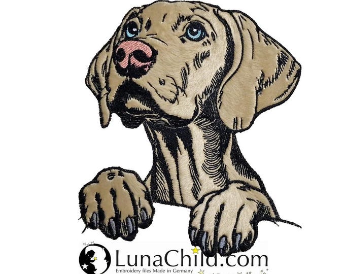 Stickdatei Applikation - Weimaraner "Emma" - für helle & dunkle Stoffe - in 10 Größen  LunaChild - Hund -Apli