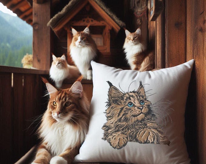 NEU Stickdatei Applikation Maine Coon Katze "Kiss" kommerzielle Nutzung LunaChild Kätzchen Apli