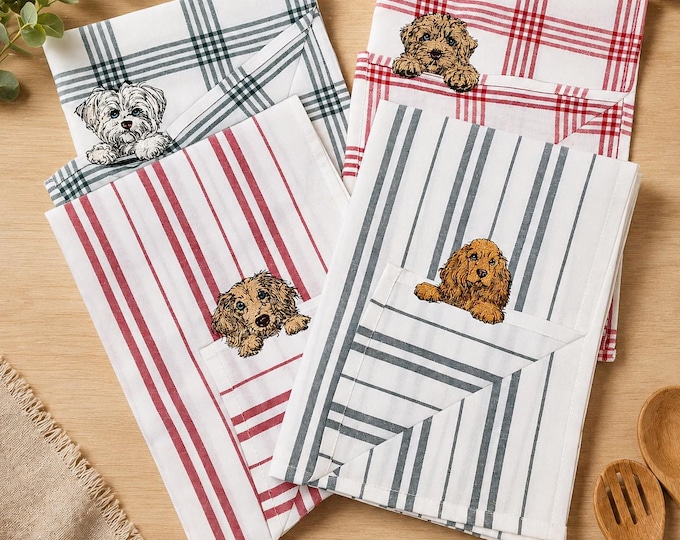 Stickdatei Set Cocker Spaniel, Malteser, Cockapoo, Dackel - Geschirrtuch - Handtuch - für helle Stoffe - 3 Größen – Geschirrtuch - LunaChild