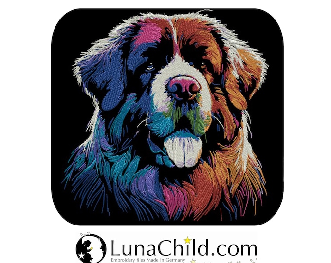 AUFWENDIG - Stickdatei - Bernhardiner "Arnold" - für dunkle Stoffe - Hund - LunaChild