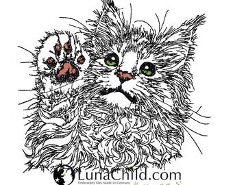 WENIGER STICHE - Stickdatei Katze "Barki" - LIGHT - für helle Stoffe - LunaChild