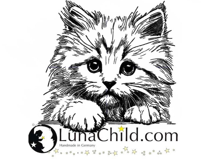 Embroidery file cat kitten "Nicky" realistic commercial use LunaChild