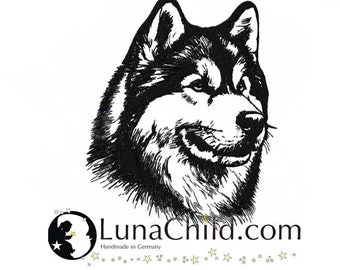 Husky "Thor" realistic embroidery design for commercial use by LunaChild