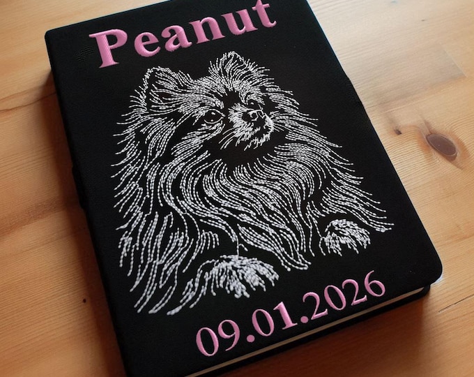 Stickdatei - weniger Stiche - LIGHT - Pomeranian "Peanut" - Hund - für dunkle Stoff - 10 Größen - LunaChild