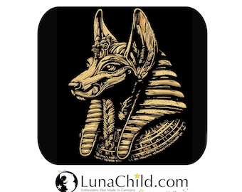NEU Stickdatei Anubis ägyptischer Hund gold realistisch für dunkle Stoffe kommerzielle Nutzung LunaChild
