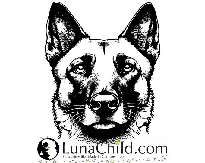 Embroidery file Malino mixed breed "Uwe" mix dog peeking realistic commercial use LunaChild
