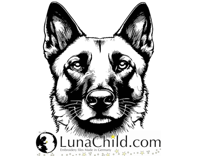 Stickdatei Malino Mischling " Uwe" Mix Hund spähend realistisch kommerzielle Nutzung LunaChild