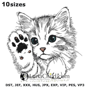 Stickdatei - Katze - Kätzchen &quot;Heidi&quot; - 10 Größen - für helle Stoffe - LunaChild