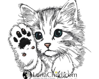 Stickdatei - Katze - Kätzchen &quot;Heidi&quot; - 10 Größen - für helle Stoffe - LunaChild