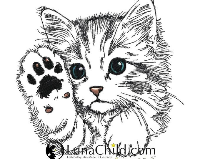 Stickdatei - Katze - Kätzchen "Heidi" - 10 Größen - für helle Stoffe - LunaChild