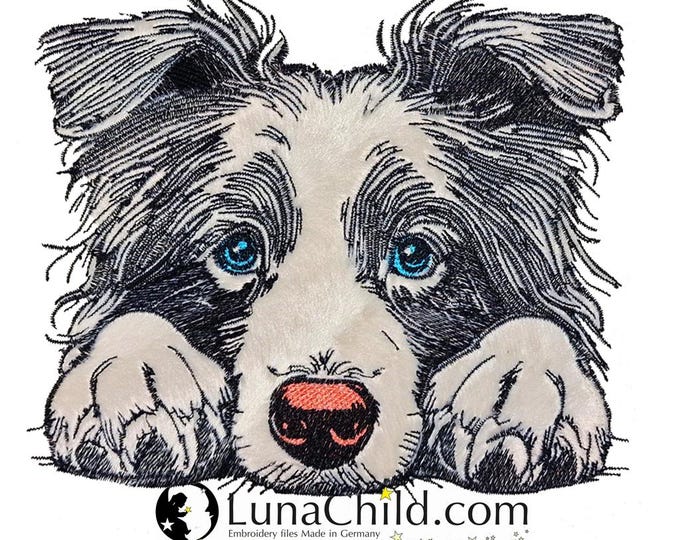 Stickdatei - Applikation - Border Collie "Vera 2" - Für helle & dunkle Stoffe - Hund - LunaChild
