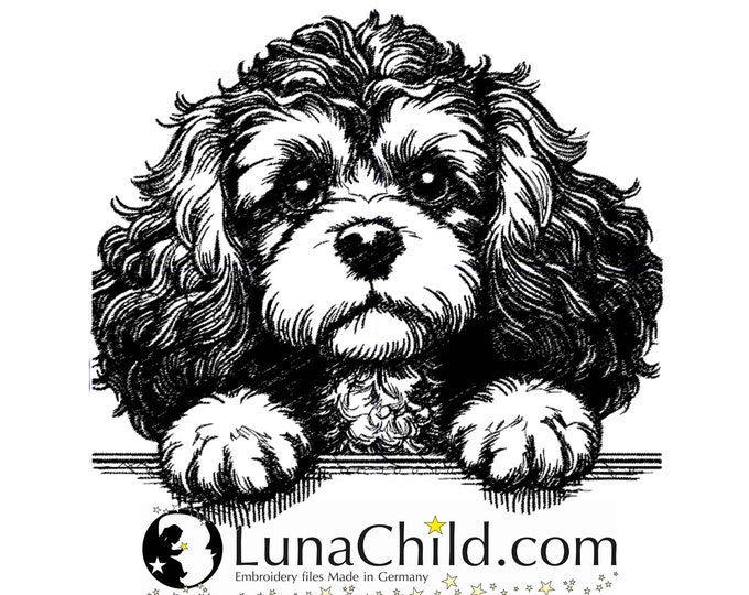 Embroidery file Cavapoo "Minka" dog realistic commercial use LunaChild