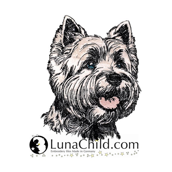 Stickdatei Applikation Applikation West Highland Terrier " Gustl" kommerzielle Nutzung LunaChild Hund Apli