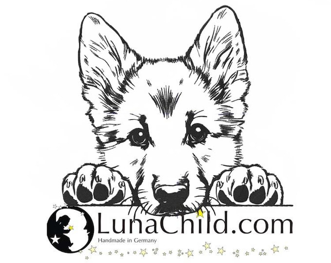 Embroidery file German Shepherd puppy "Dennis" dog peeking realistic commercial use LunaChild