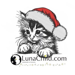 Stickdatei Kätzchen Katze mit Weihnachtsmütze "Ria" Kitten realistisch kommerzielle Nutzung LunaChild
