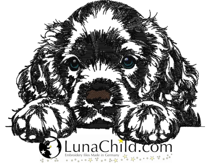 Neu Stickdatei Cocker Spaniel Pfoten Welpe "Koda"Hund realistisch kommerzielle Nutzung LunaChild