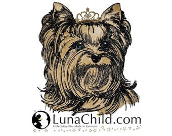 Stickdatei Applikation Yorkshire Terrier "Valeria" kommerzielle Nutzung LunaChild Hund Apli