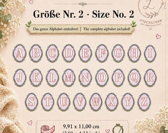 Embossed Alphabet A–Z Embroidery Design • Raised Letters • Monogram Embroidery Pattern • Size Set No. 2 • 9.91 x 11.00 cm • LunaChild