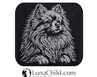 Stickdatei - weniger Stiche - LIGHT - Pomeranian "Peanut" - Hund - für dunkle Stoff - 10 Größen - LunaChild