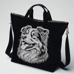 Stickdatei - Australian Shepherd "Isaac" - Hund - für dunkle Stoff - 8 Größen - LunaChild