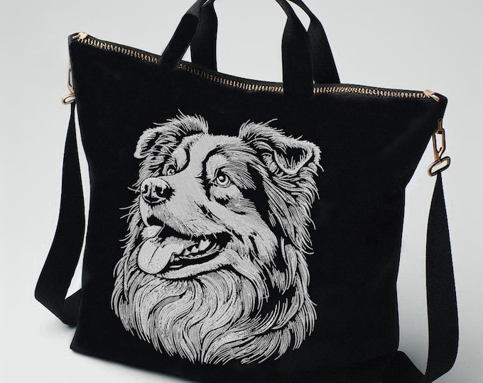 Stickdatei - Australian Shepherd "Isaac" - Hund - für dunkle Stoff - 8 Größen - LunaChild