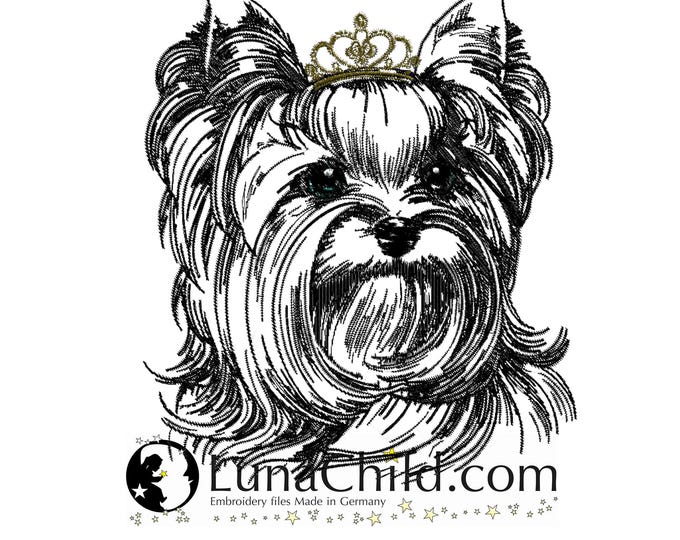 NEU Stickdatei Yorkshire Terrier "Valeria" Hund realistisch kommerzielle Nutzung LunaChild